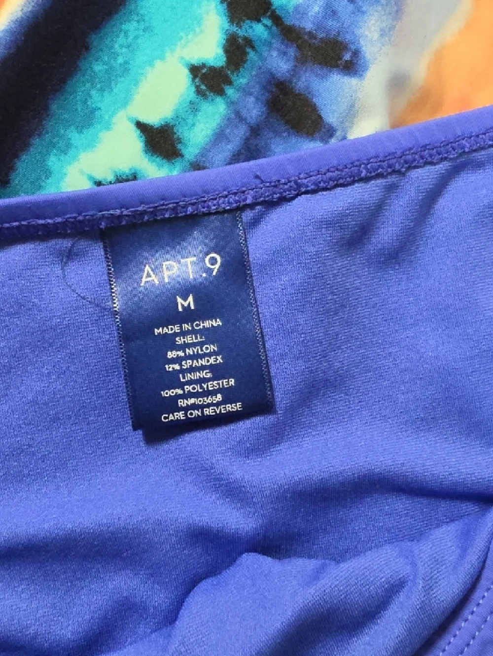 Apt. 9 Blue Swim Top And BOTTOMS with Multicolor Accent - MEDIUM